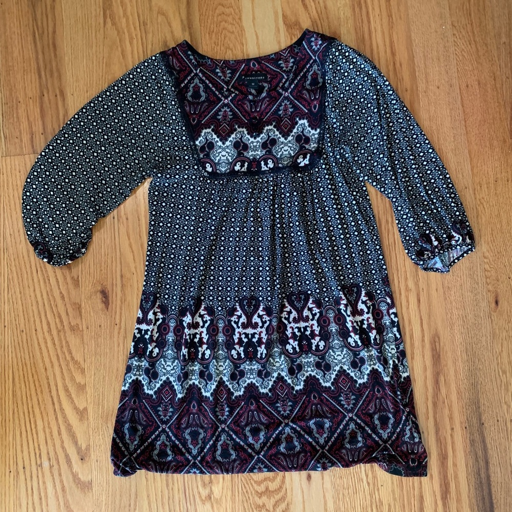 Knee length black boho dress